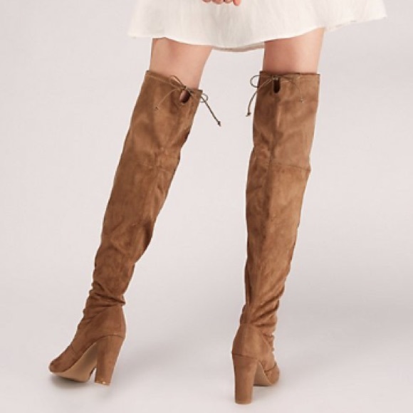 Charlotte Russe Shoes - Charlotte Russe Over the Knee Taupe Boots 3" Heel